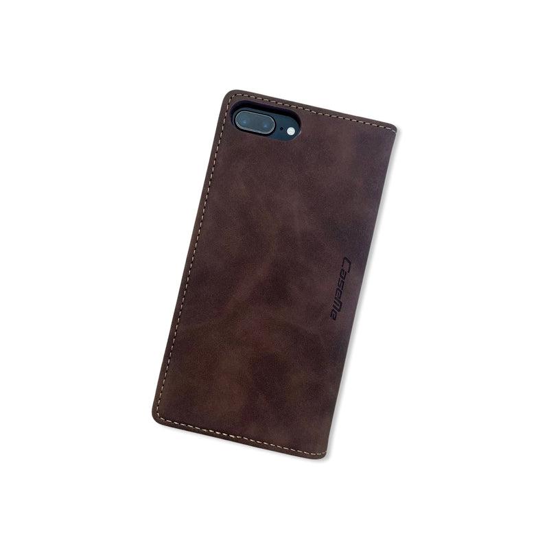 Caseme Magnetic Flip PU Leather Wallet Case for iPhone 6+/7+/8+ - Brown