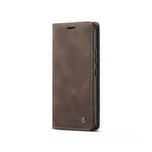 Caseme Magnetic Flip PU Leather Wallet Case for iPhone X / XS - Brown