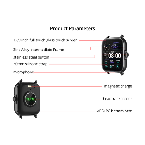 Colmi P28 Plus Smart Watch w/- BT Calling, Fitness Tracking - Black