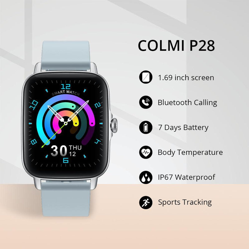 Colmi P28 Smart watch 1.69" display, Push Notifications - Grey