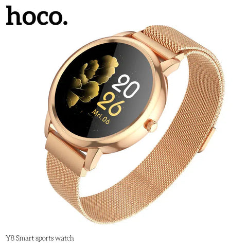 Hoco Y8 Smart Watch Push Notifications, Fitness tracking - Gold