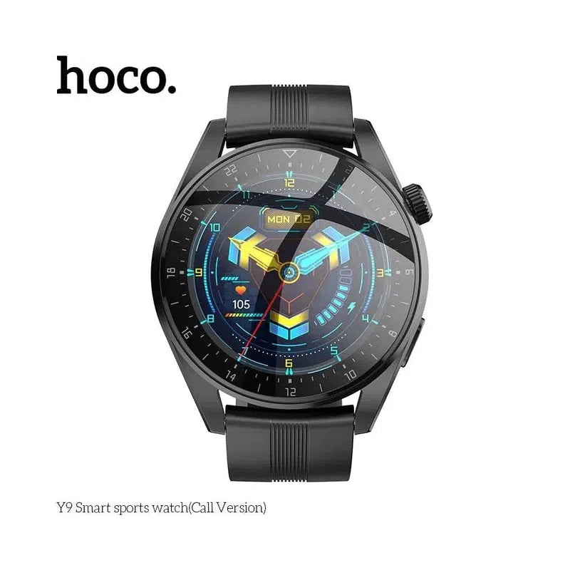 Hoco Y9 Round Case Smart Watch with Bluetooth calling - Black