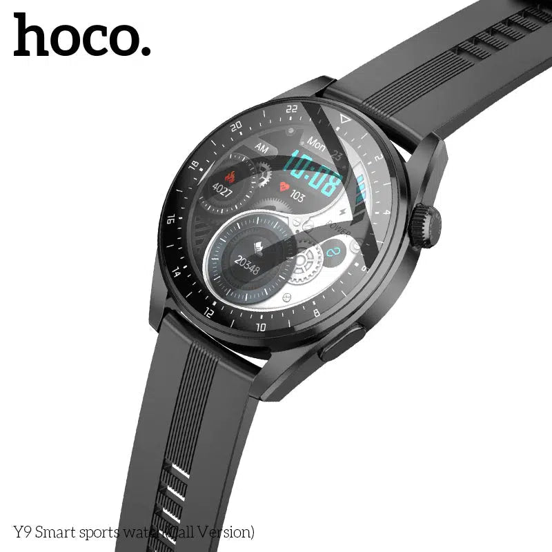 Hoco Y9 Round Case Smart Watch with Bluetooth calling - Black
