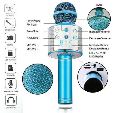 KTV BLUE BT Wireless Handheld Microphone with Speaker and Recorder