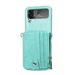 Leather Wallet and Mobile Phone Case for Samsung Z Flip 3 - Green