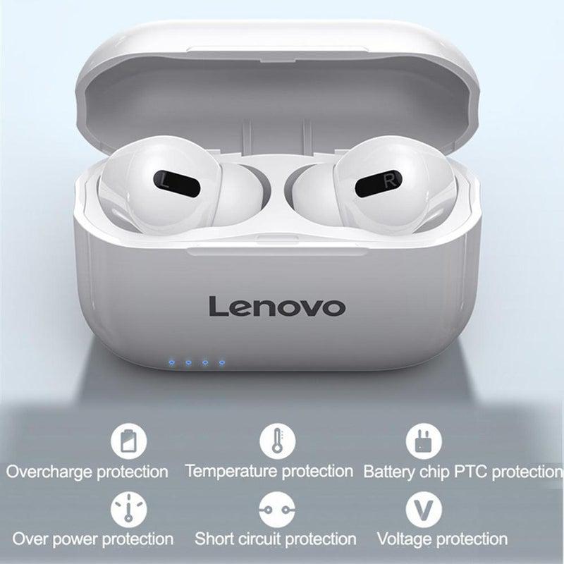 Lenovo Think Plus Lp1s Bluetooth Wireless Earphones w/ Charging Case - White