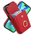 Luxury Mobile Phone Case with Credit Card Holder & Stand for iPhone 12 - Red