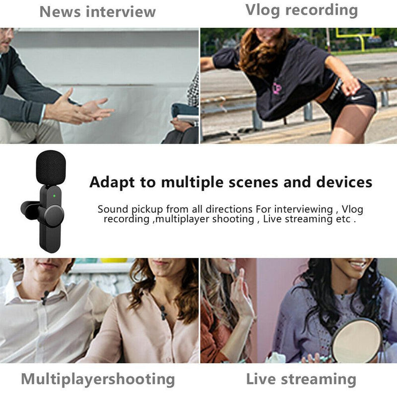 Plug-and-Play Wireless Microphone Portable Clip-on Mic - Brand New
