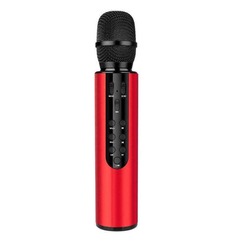 Portable Karaoke bluetooth microphone with Dual speaker - Red