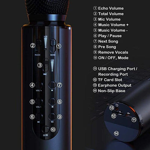 Portable M6 Karaoke bluetooth microphone with Dual speaker supports TF card