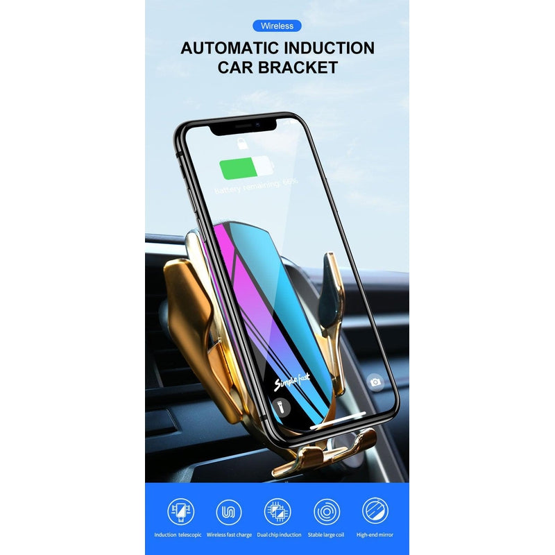 R2 Smart Auto Clamp Wireless Car Charger with air vent holder