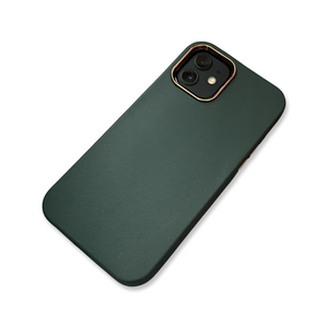 Shockproof Camera Lens Plated Case for iPhone 12 / 12 Pro - Bottle Green