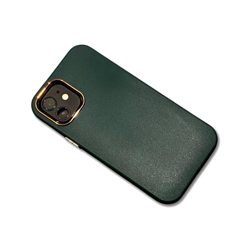 Shockproof Camera Lens Plated Case for iPhone 12 - Bottle Green