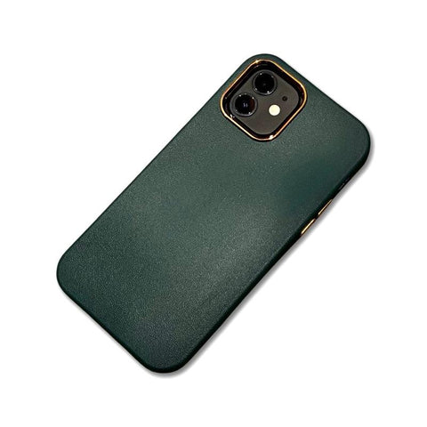 Shockproof Camera Lens Plated Case for iPhone 12 - Bottle Green