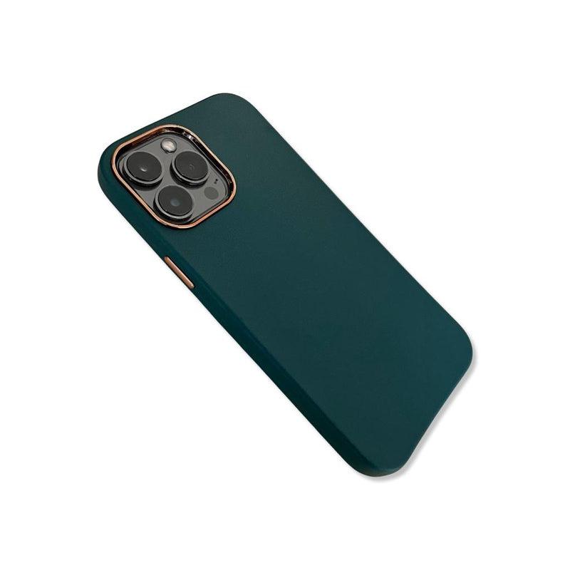 Shockproof Camera Lens Plated Case for iPhone 13 Pro Max - Bottle Green
