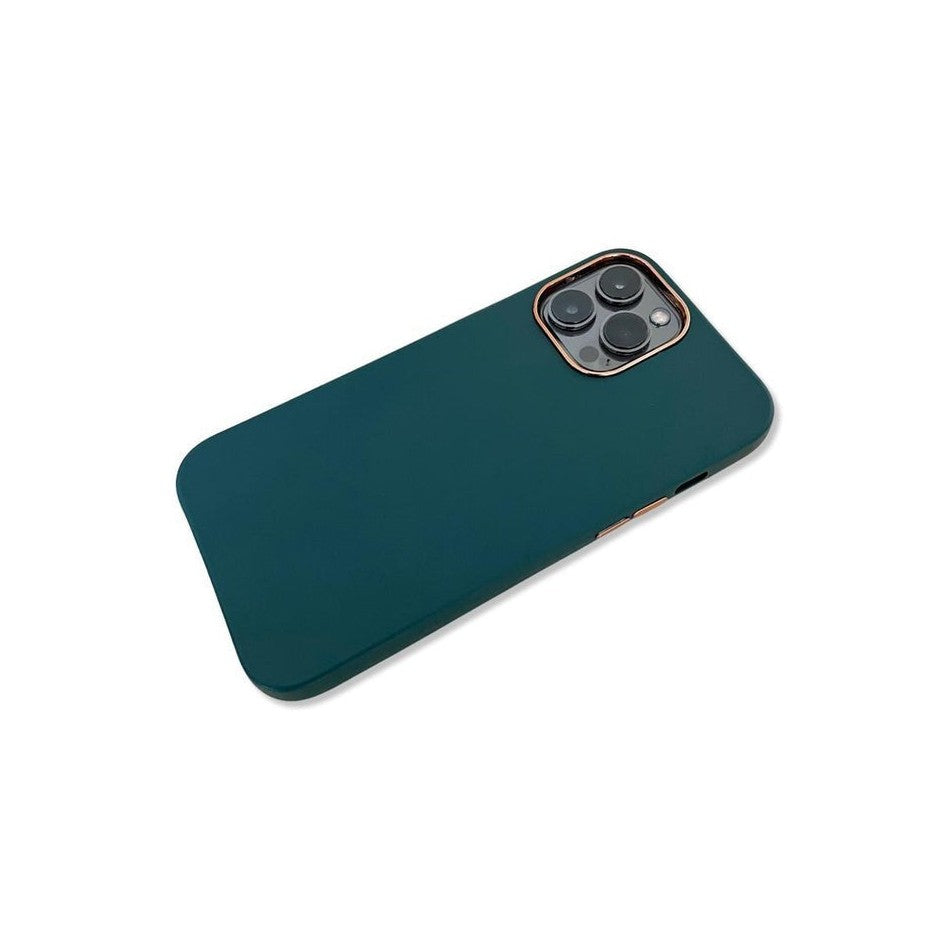 Shockproof Camera Lens Plated Case for iPhone 13 Pro Max - Bottle Green