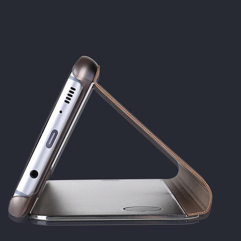 Smart Mirror Flipping Mobile Phone Case for Samsung Galaxy S10 - Black