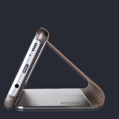 Smart Mirror Flipping Mobile Phone Case for Samsung Galaxy S10 - Gold
