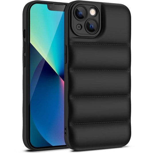 Soft Puffer Jacket Style Mobile Phone Case for iPhone 13 Pro - Black