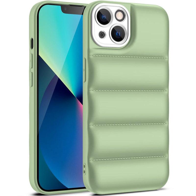 Soft Puffer Jacket Style Mobile Phone Case for iPhone 13 Pro - Green