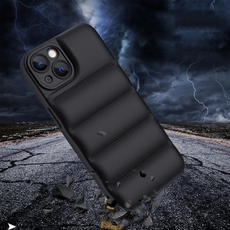 Soft Puffer Jacket Style Mobile Phone Case for iPhone XR - Black
