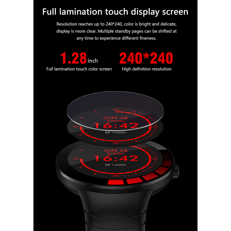 Touch Screen E3 IOS Android Smart Watch with push notifications - Black