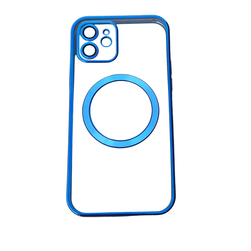 Transparent wireless charging magnetic case for iPhone 12 - Metallic Blue