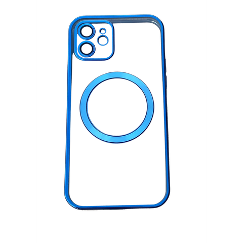 Transparent wireless charging magnetic case for iPhone 12 - Metallic Blue