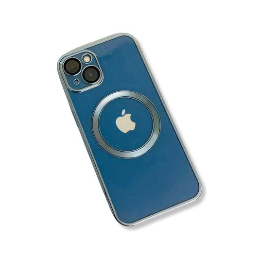 Transparent wireless charging magnetic case for iPhone 13 - Metallic Blue