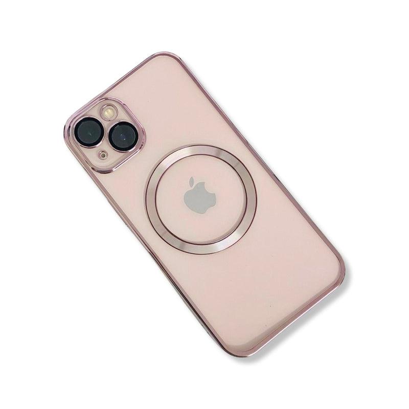 Transparent wireless charging magnetic case for iPhone 13 - Metallic Pink