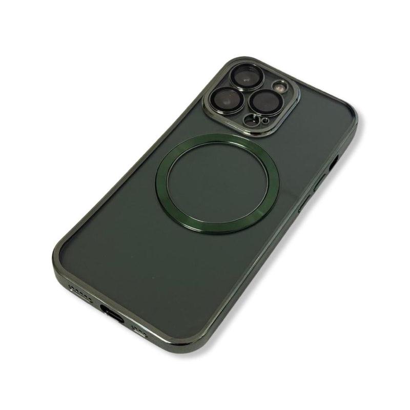 Transparent wireless charging magnetic case for iPhone 13 Pro Max - Metallic Green