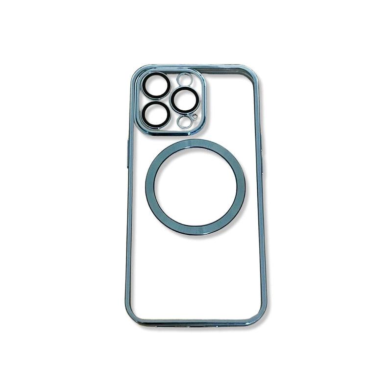 Transparent wireless charging magnetic case for iPhone 13 Pro - Metallic Blue