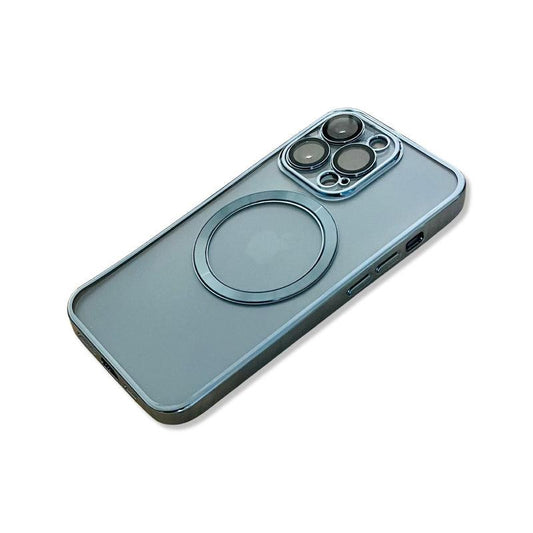 Transparent wireless charging magnetic case for iPhone 13 Pro - Metallic Blue