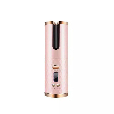 USB Rechargeable Cordless Auto-Rotating Ceramic Portable Hair Curler-Rose Gold