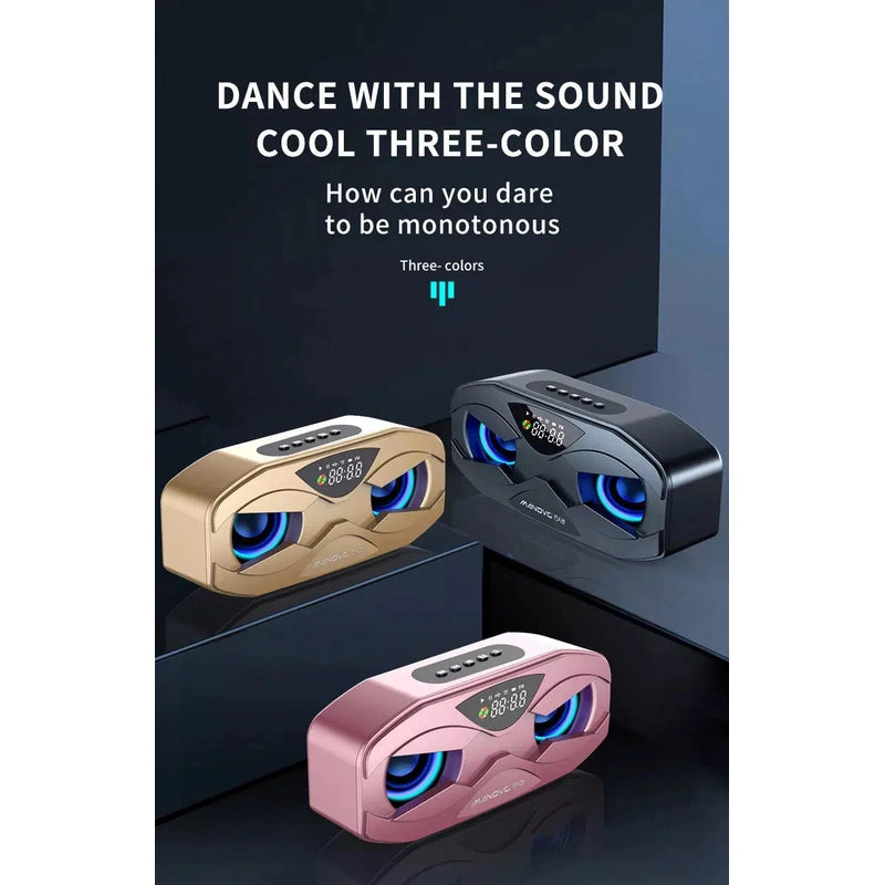 Wireless Bluetooth speaker with led lights, radio, alarm clock supports TF card-Rose Gold