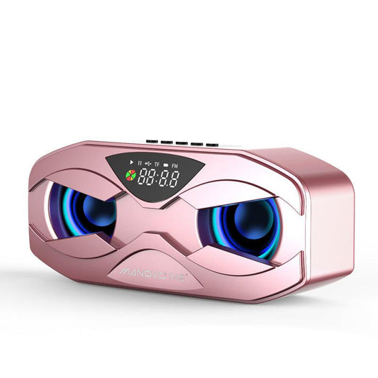 Wireless Bluetooth speaker with led lights, radio, alarm clock supports TF card-Rose Gold