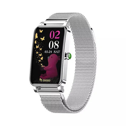 ZX19 Women's Fashion Smart watch w/ Metal Straps, Fitness tracking - Silver