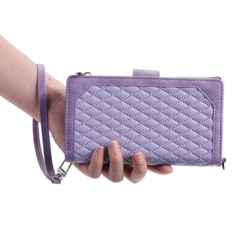 Zipper Wallet Mobile Phone Case for Samsung Galaxy S10 with Wrist Strap - Black